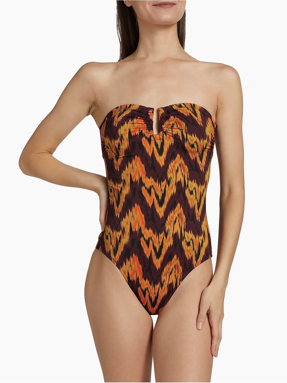 Ulla Johnson Monterey Strapless Maillot One-Piece Swimsuit (Terra)